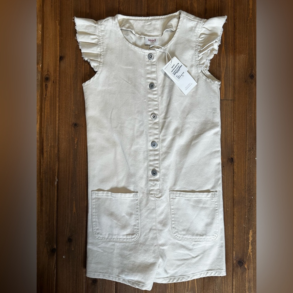 Seed Heritage Off-White Ruffled Sleeve Dress
